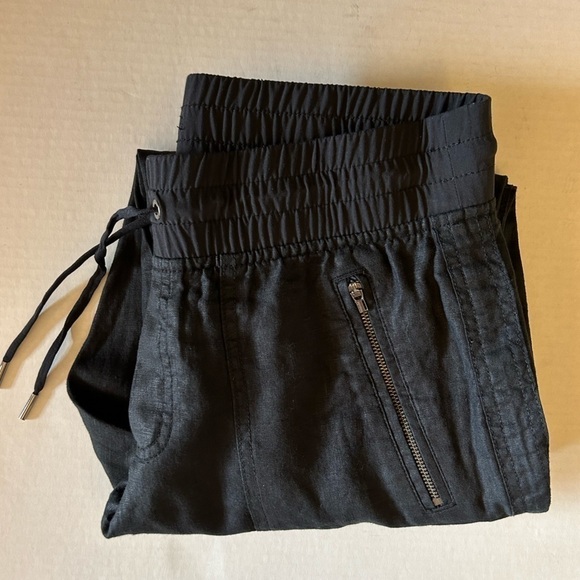 Athleta Cabo 100% Linen black jogger with elastic thick waist band Sz-6. G6 - Picture 7 of 11